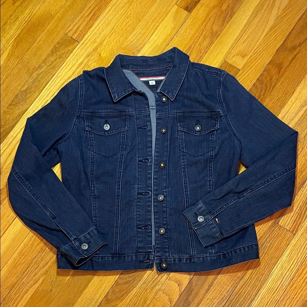 ⭐️NWOT TOMMY HILFIGER Ladies Dark Blue Coastal Classic Urban Denim Jacket Large